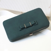 Women's Bow Large Capacity Strap Holder Artificial Leather Long Purse