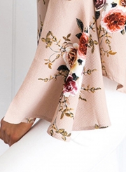 Women's Fashion Off The Shoulder Flare Sleeve Floral Printed Blouse