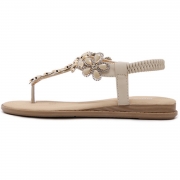Women's Casual Summer Rhinestone Elastic Back Strap Thong Sandals