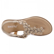 Women's Casual Summer Rhinestone Elastic Back Strap Thong Sandals