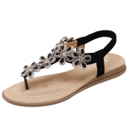 Women's Casual Summer Rhinestone Elastic Back Strap Thong Sandals