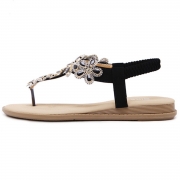 Women's Casual Summer Rhinestone Elastic Back Strap Thong Sandals