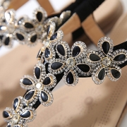 Women's Casual Summer Rhinestone Elastic Back Strap Thong Sandals