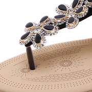 Women's Casual Summer Rhinestone Elastic Back Strap Thong Sandals