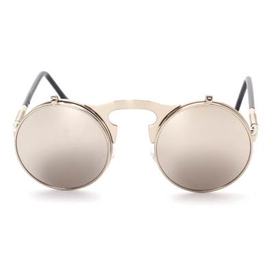 Women's Fashion Retro Flip Up Round Circle Lens Stempunk Sunglasses