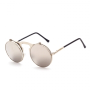 Women's Fashion Retro Flip Up Round Circle Lens Stempunk Sunglasses