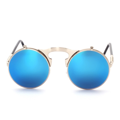 Women's Fashion Retro Flip Up Round Circle Lens Stempunk Sunglasses YOUYOUFASHIONEC.com