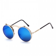 Women's Fashion Retro Flip Up Round Circle Lens Stempunk Sunglasses