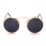 Women's Fashion Retro Flip Up Round Circle Lens Stempunk Sunglasses