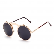 Women's Fashion Retro Flip Up Round Circle Lens Stempunk Sunglasses