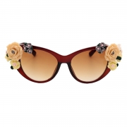 Women's Charming Plastic Baroque Style Flower Decoration Uv Sunglasses