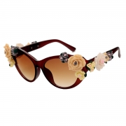 Women's Charming Plastic Baroque Style Flower Decoration Uv Sunglasses