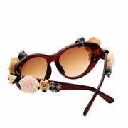 Women's Charming Plastic Baroque Style Flower Decoration Uv Sunglasses