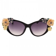Women's Charming Plastic Baroque Style Flower Decoration Uv Sunglasses