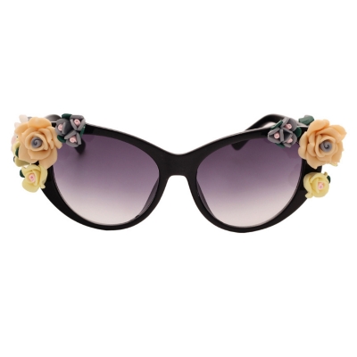 Women's Charming Plastic Baroque Style Flower Decoration Uv Sunglasses YOUYOUFASHIONEC.com