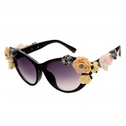 Women's Charming Plastic Baroque Style Flower Decoration Uv Sunglasses