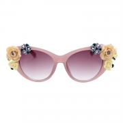 Women's Charming Plastic Baroque Style Flower Decoration Uv Sunglasses