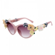 Women's Charming Plastic Baroque Style Flower Decoration Uv Sunglasses