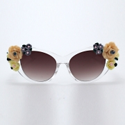 Women's Charming Plastic Baroque Style Flower Decoration Uv Sunglasses