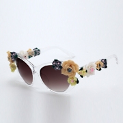 Women's Charming Plastic Baroque Style Flower Decoration Uv Sunglasses