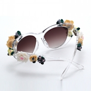 Women's Charming Plastic Baroque Style Flower Decoration Uv Sunglasses
