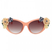 Women's Charming Plastic Baroque Style Flower Decoration Uv Sunglasses