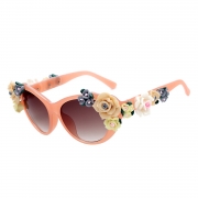 Women's Charming Plastic Baroque Style Flower Decoration Uv Sunglasses