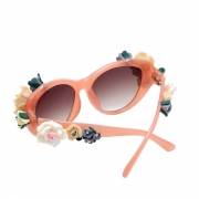 Women's Charming Plastic Baroque Style Flower Decoration Uv Sunglasses