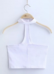 Women's Fashion Cotton Solid Sleeveless Choker Crop Top