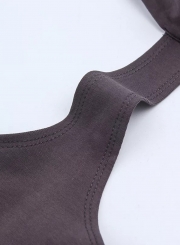 Women's Fashion Cotton Solid Sleeveless Choker Crop Top