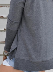 Women's Charming Off Shoulder Long Sleeve Slit Pullover Tee