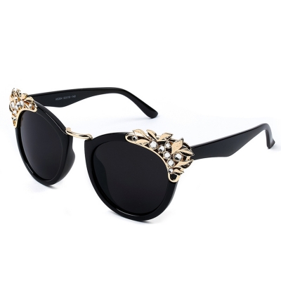 Women's Fashion Plastic Resin Rhinestone Cat Eye Sunglasses