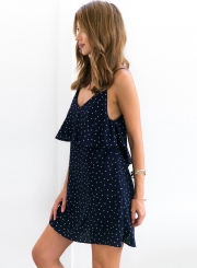 Charming Sleeveless Spaghetti Strap V Neck Backless Short Day Dress