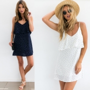 Charming Sleeveless Spaghetti Strap V Neck Backless Short Day Dress