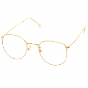 Women's Polycarbonate Retro Metal Frame Clear Lens Round Eyeglass