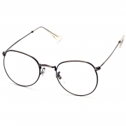 Women's Polycarbonate Retro Metal Frame Clear Lens Round Eyeglass
