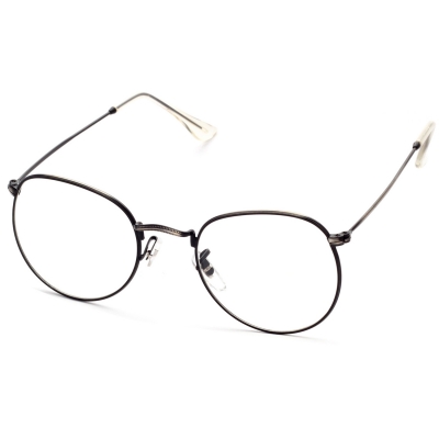 Women's Polycarbonate Retro Metal Frame Clear Lens Round Eyeglass YOUYOUFASHIONEC.com