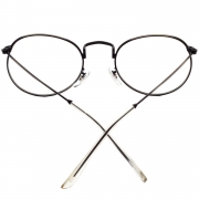 Women's Polycarbonate Retro Metal Frame Clear Lens Round Eyeglass