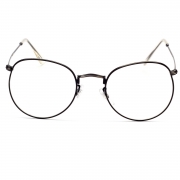 Women's Polycarbonate Retro Metal Frame Clear Lens Round Eyeglass