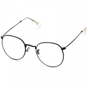 Women's Polycarbonate Retro Metal Frame Clear Lens Round Eyeglass