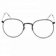 Women's Polycarbonate Retro Metal Frame Clear Lens Round Eyeglass