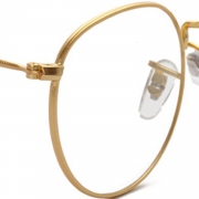 Women's Polycarbonate Retro Metal Frame Clear Lens Round Eyeglass