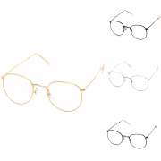 Women's Polycarbonate Retro Metal Frame Clear Lens Round Eyeglass
