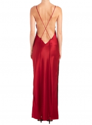 Sexy Women's Deep V Neck Backless High Slit Night Club Dress
