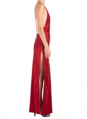 Sexy Women's Deep V Neck Backless High Slit Night Club Dress