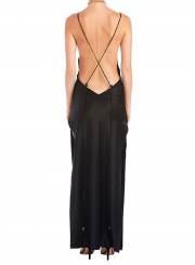 Sexy Women's Deep V Neck Backless High Slit Night Club Dress