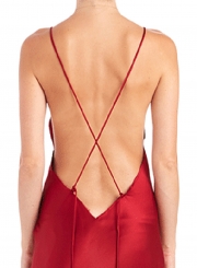 Sexy Women's Deep V Neck Backless High Slit Night Club Dress