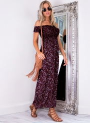 Women's Off Shoulder High Slit Floral Printed Maxi Dress