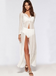 Sexy Women's Boho Lace Beach Long Cardigan Ankle Length Dress