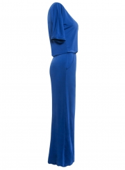 Fashion Women's Half Sleeve Side Slit Round Neck Maxi Dress